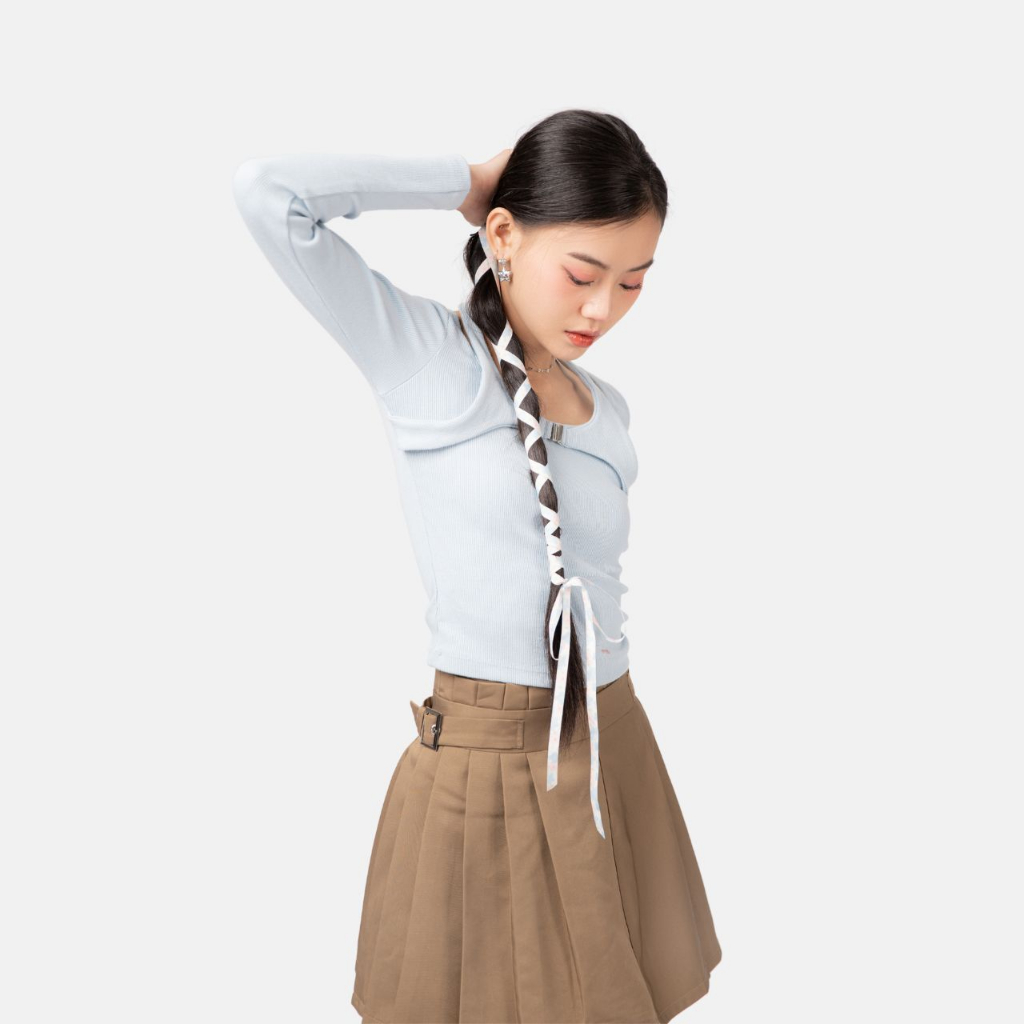 Áo croptop nữ TOPTIFY tay dài kiểu yếm tròng cài khoen Evara Top AC105