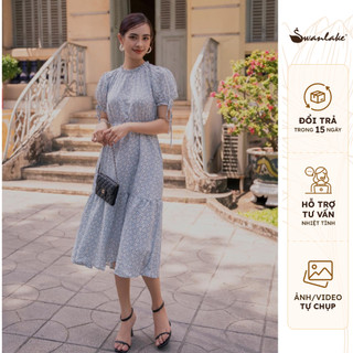 SWANLAKE | Đầm Xòe Dáng Dài Trơn Cổ Tròn Tay Phồng Phong Cách Hàn Quốc, Trẻ Trung - MÃ: D09897LW01