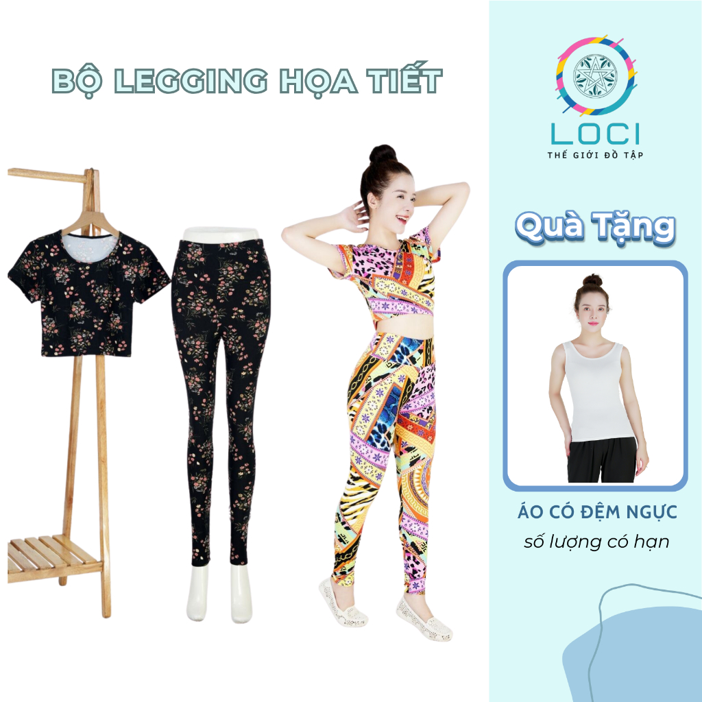 Bộ Đồ Tập Yoga Nữ - Set Tập Gym Cao Cấp Nhiều Họa Tiết - Bộ Legging Tập Gym, Yoga -  Loci Shop