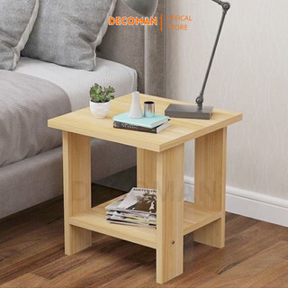 Tủ tab đầu giường 2 tầng để đồ, đèn ngủ DECOMAN kệ decor bằng gỗ phủ melamin trang trí phòng ngủ, phòng khách - d13