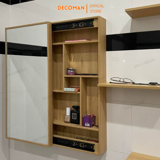 Kệ treo tường kèm gương đa năng 2IN1 đựng đồ DECOMAN đựng mỹ phẩm phong cách hiện đại tiết kiệm không gian - d25