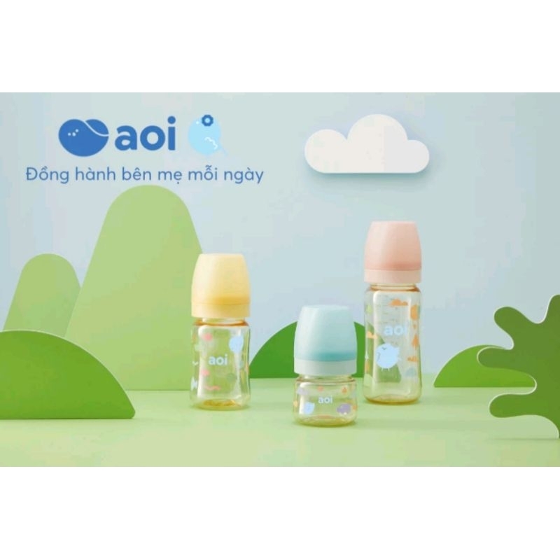 Bình sữa cổ rộng PPSU AOI kiểu dáng flora