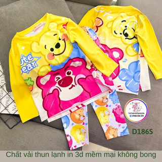 XẢ KHO - [24-45kg] Đồ bộ dài tay cho bé gái mặc ngủ nhí đại thun lạnh in 3D loại 1 cao cấp D186