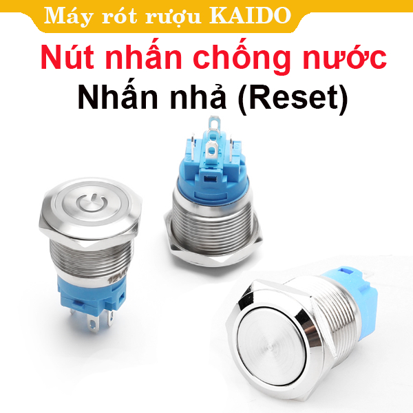 Nút nhấn chống nước đầu bằng ( Nhấn Nhả - Reset ) lỗ khoét 12mm/16mm/19mm/22mm