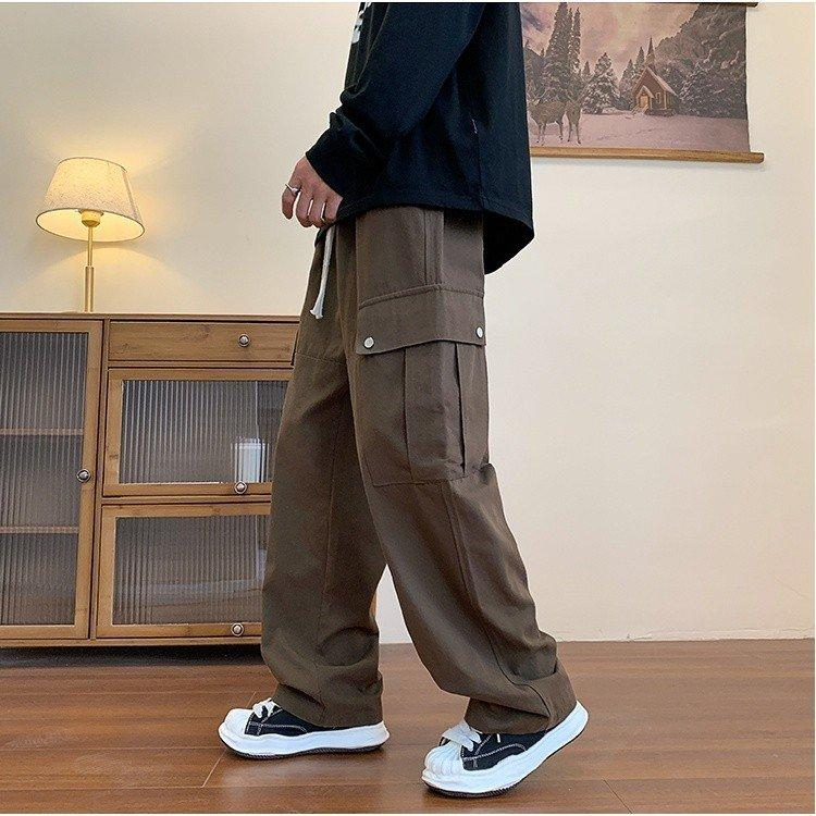 Quần túi hộp nam nữ vải kaki, phong cách ống rộng, quần ống suông 2023 hiphop69 Q002