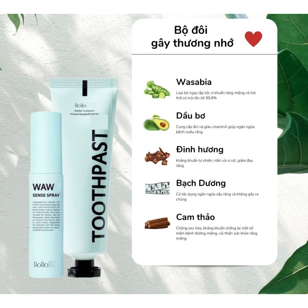 Combo kem đánh răng & xịt thơm miệng ROROBELL
