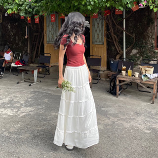 Chân váy dài xòe nhiều tầng Trắng Đen Lita Skirt - Aufra studio