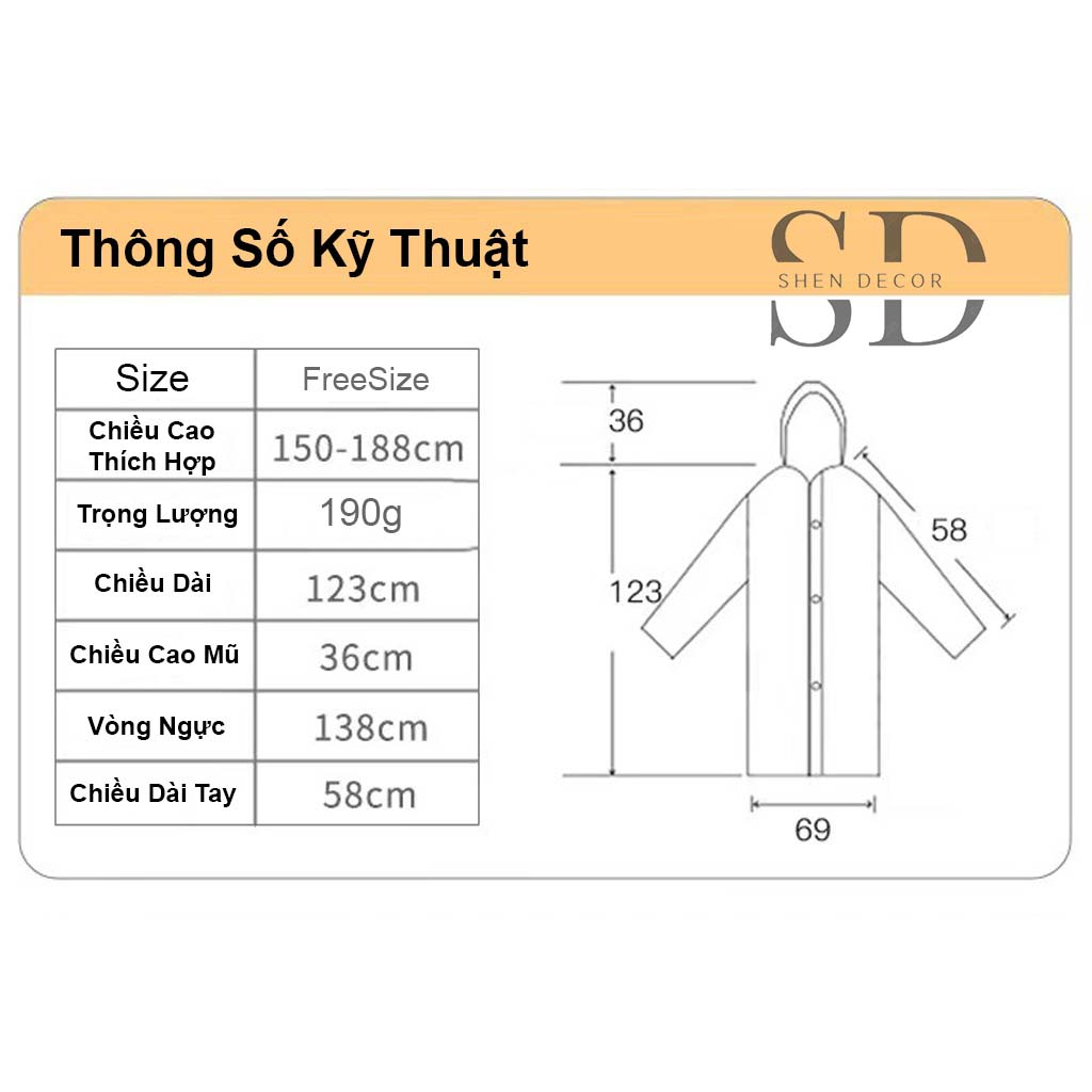 Áo mưa , Áo mưa Măng Tô chống nước, chống thấm, Chất liệu EVA