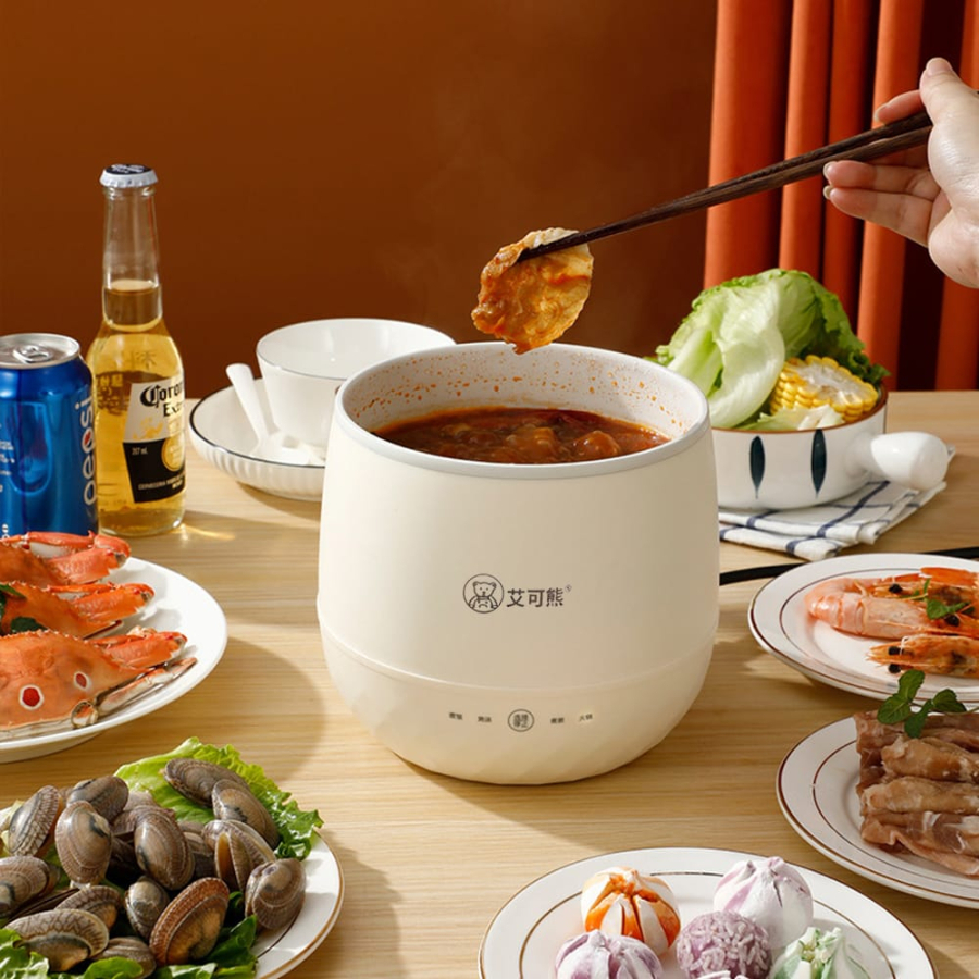 Nồi cơm điện Kuxin, nồi lẩu đa năng 4 chế độ nấu cơm, chiên, xào, lẩu công suất 800W, dung tích 1,8L, bảo hành 12 tháng