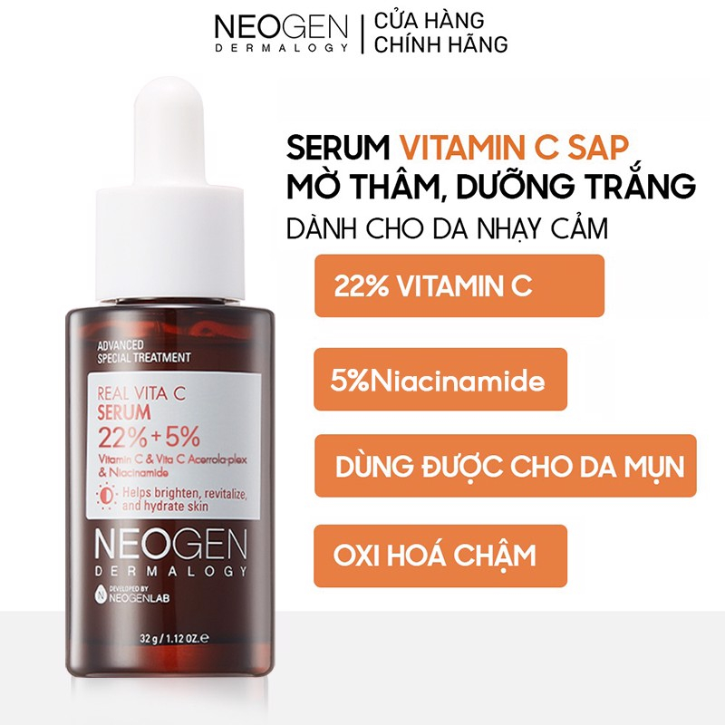 Siêu Tinh Chất serum Vitamin C Neogen Mờ Thâm Dưỡng Trắng Vitamin C SAP Neogen Dermalogy Real Vita C Serum 32g