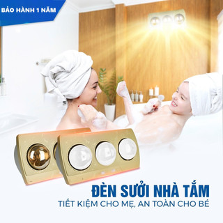 Đèn sưởi nhà tắm treo tường 3 bóng và 2 bóng 2 công tắc bảo hành 1 năm