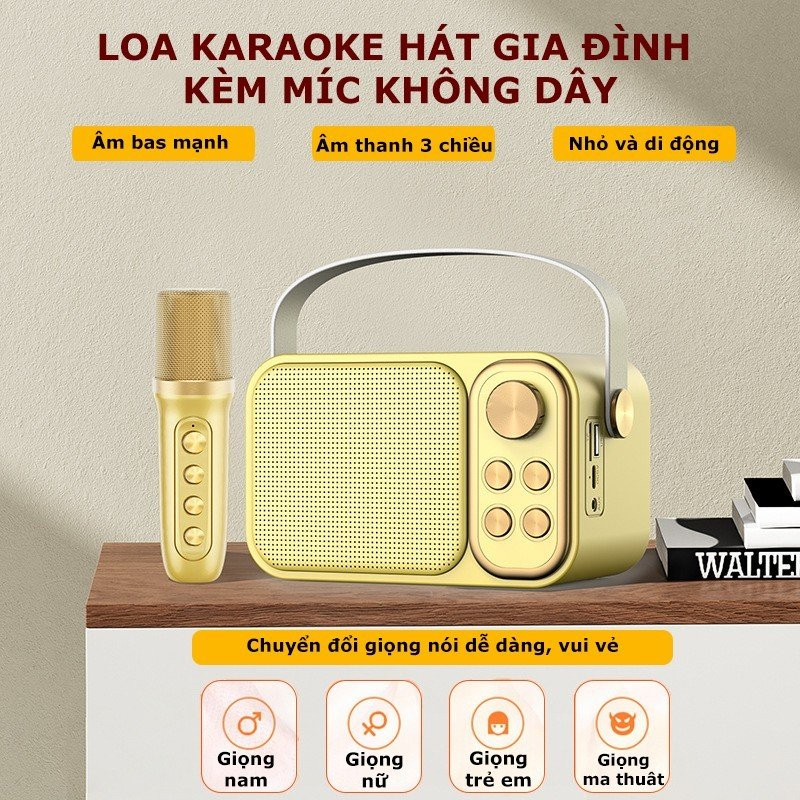 Loa Bluetooth Mini Karaoke Xách Tay YS103 Không Dây HOLOCOM Kèm Micro Hát Karaoke Âm Hay Công Suất 6W-  Đa Chức Năng