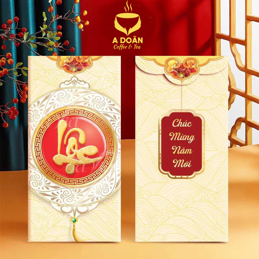 Set 10 bao lì xì Giáp Thìn 2024 giấy couche c150 dày cao cấp, thiết kế sang trọng
