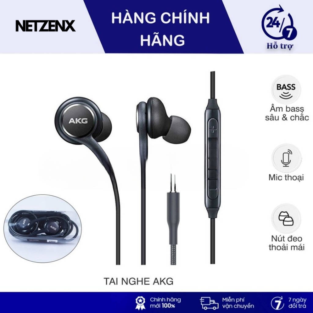 Tai Nghe Có Dây AKG Nhét Tai Cao Cấp, Âm Thanh Siêu Hay Bass Sôi Động Dây Chống Rối Chân 3.5