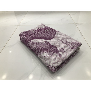 Mền chỉ cotton con công tím 1m6 x 2m , nặng 750g - 800g