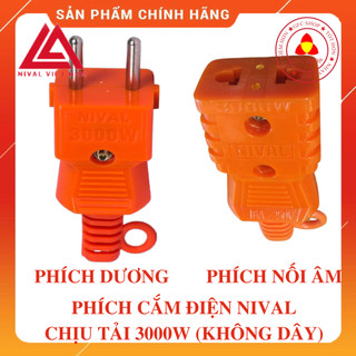 Phích cắm chịu tải Nival 3000W Phích cắm dương - Phích nối âm, màu cam, lõi sứ, chống cháy, chống vỡ