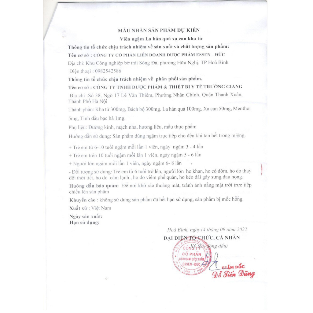 Viên ngậm chanh đào mật ong húng chanh hỗ trợ giảm ho