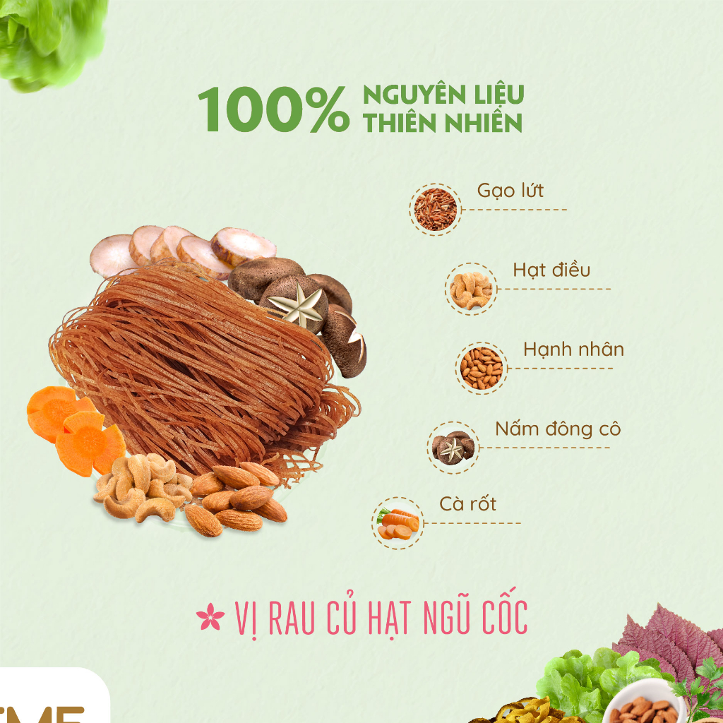 Bún gạo lứt ăn liền NGON & THON - Vị rau củ hạt ngũ cốc thuần chay healthy eatclean