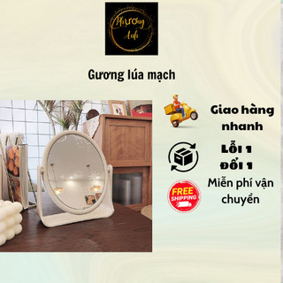Gương lúa mạch, gương trang điểm để bàn hai mặt xoay 360 độ