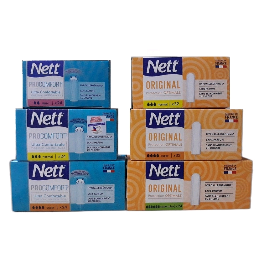 Hộp 24 - 32 que tampon Pháp - Nett / O.B không cần đẩy