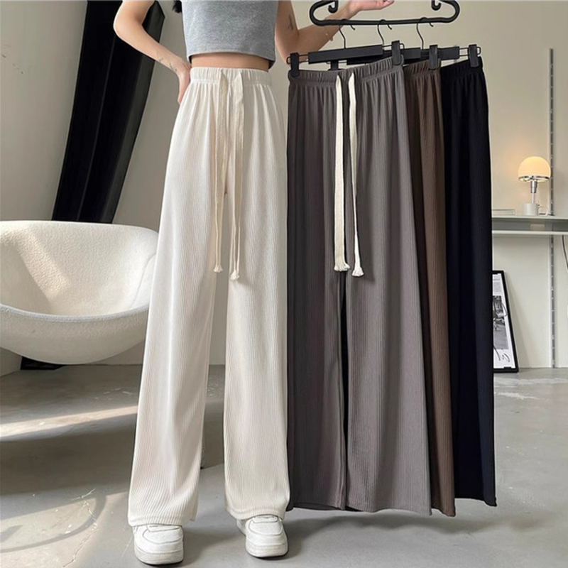 Quần Ống Rộng Nữ Lưng Cao Dây Rút Dáng Suông Dài Chất Nỉ Tăm Thời Trang Sugal QUAN NU 060V4