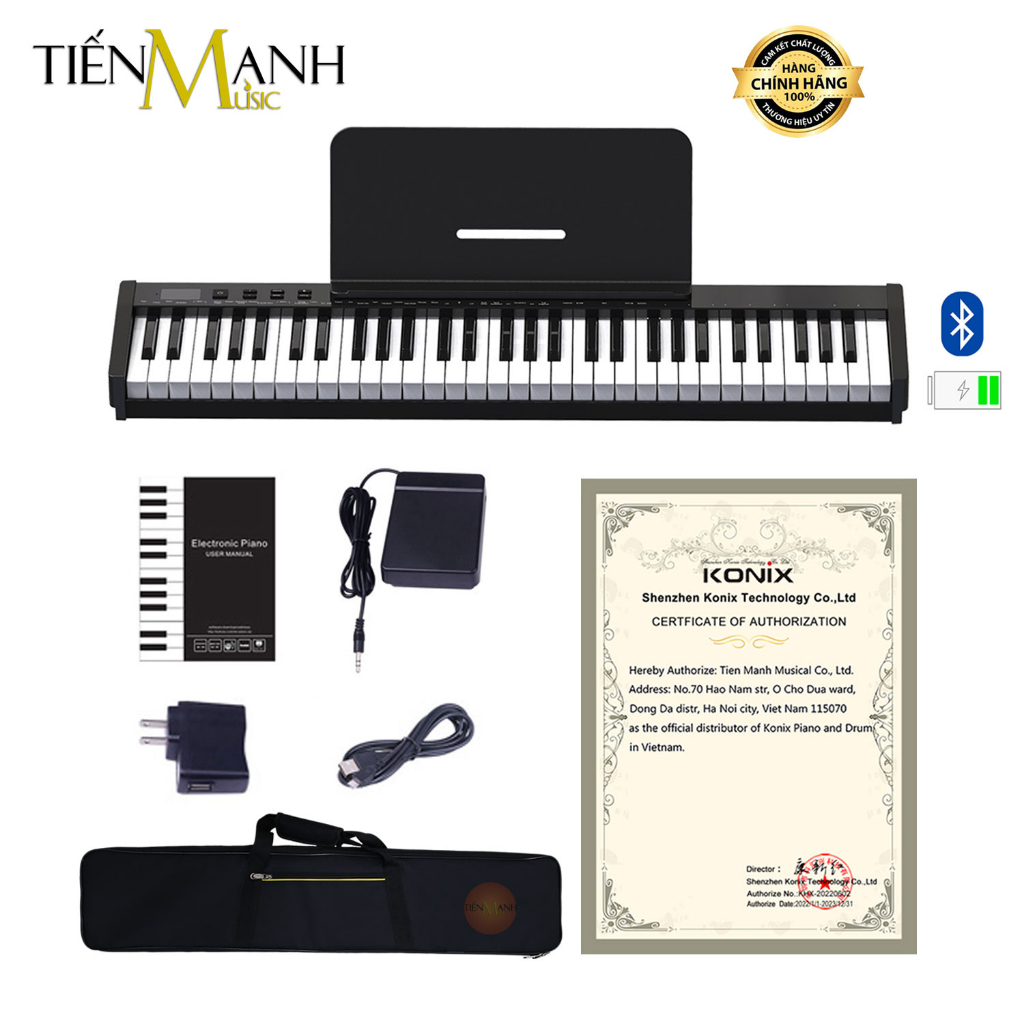 [Chính Hãng, Mẫu Mới] Đàn Piano Điện Konix PH61S - 61 Phím Nặng Cảm Ứng Lực Có 2 Loa Lớn Và Midi Keyboard PH61