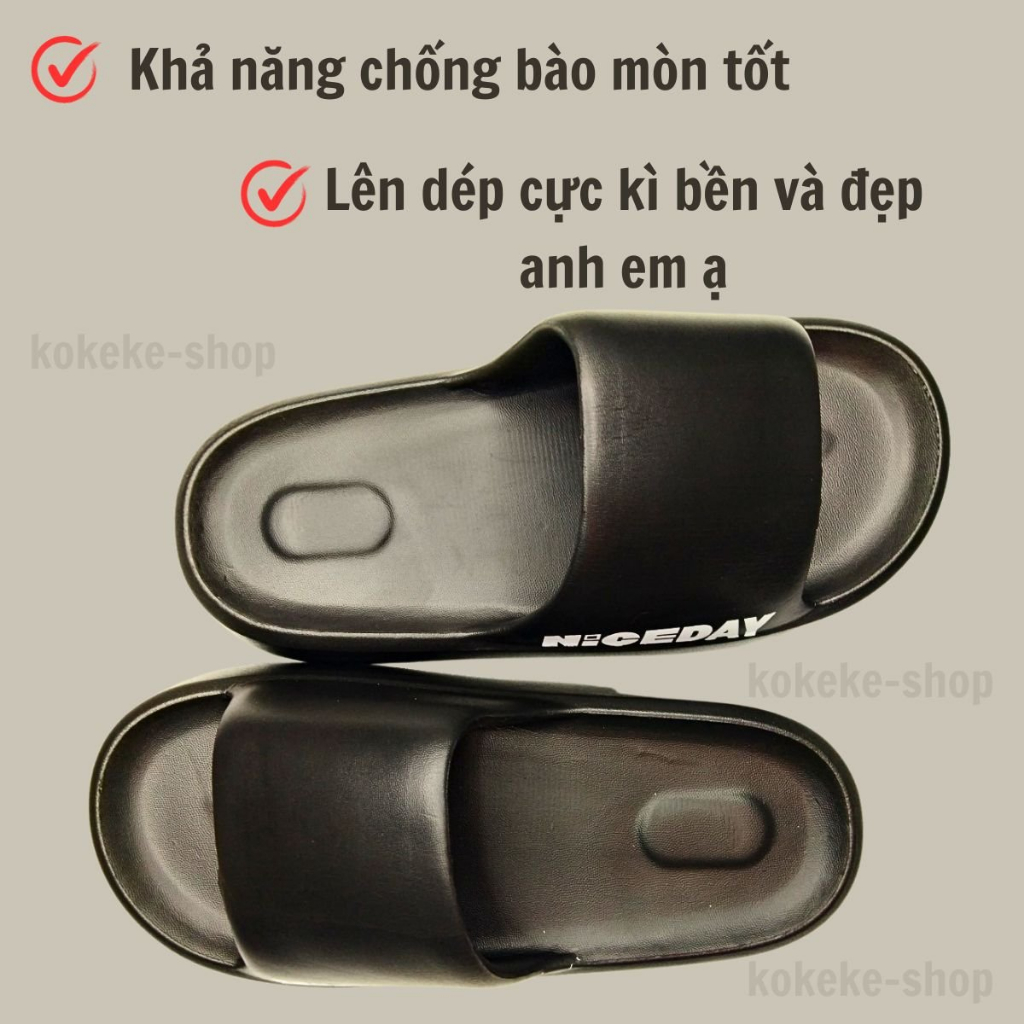 Dép bánh mì nam,NICEDAY,dép quai ngang nam,dép nam đế cao,dép quai ngang đế cao,dép đế xuồng,dép nam đẹp,lên chân cực êm
