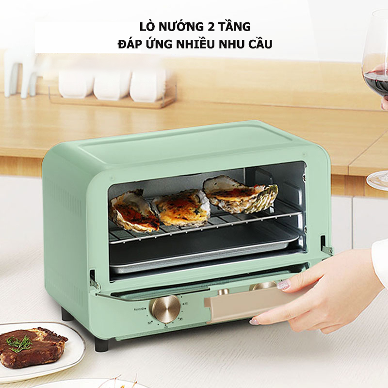 Lò Nướng Mini Lò Nướng Điện Qcooker CR-KX1201 Dung Tích 12L Công Suất 750W Hàng Chính Hãng Bảo Hành 12 Tháng
