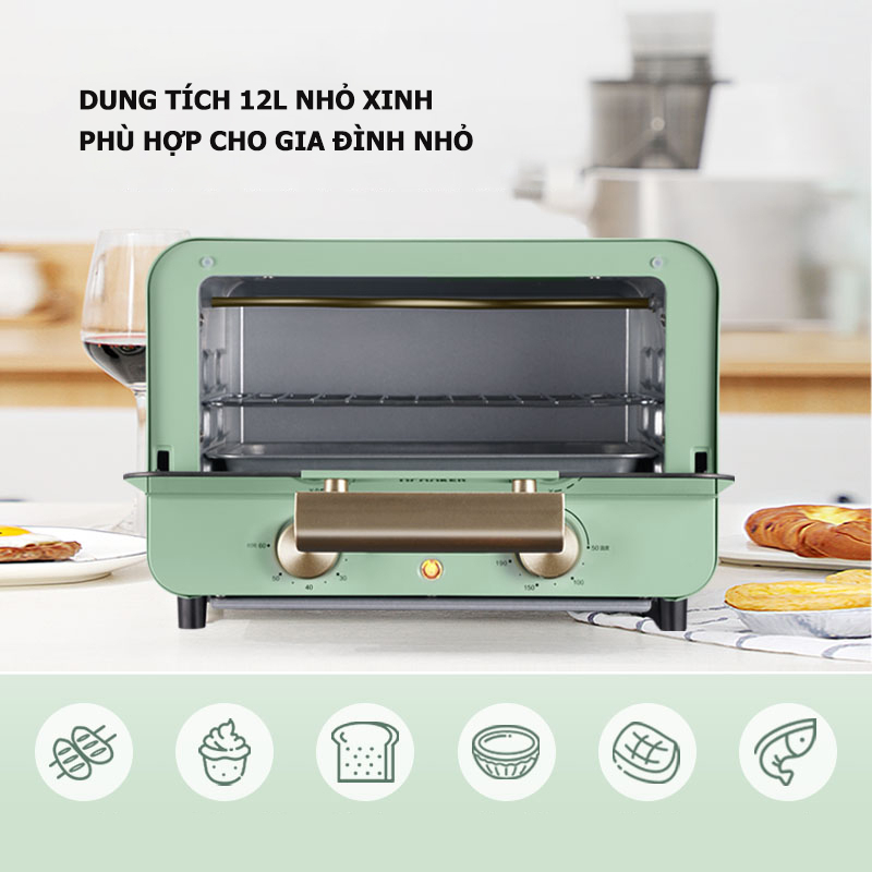 Lò Nướng Mini Lò Nướng Điện Qcooker CR-KX1201 Dung Tích 12L Công Suất 750W Hàng Chính Hãng Bảo Hành 12 Tháng