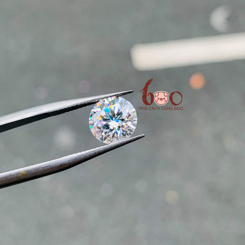 Kim cương nhân tạo Mỹ Moissanite nước D, độ sạch: FL Thử bút lên vạch đỏ Kèm Kiểm Định GRA