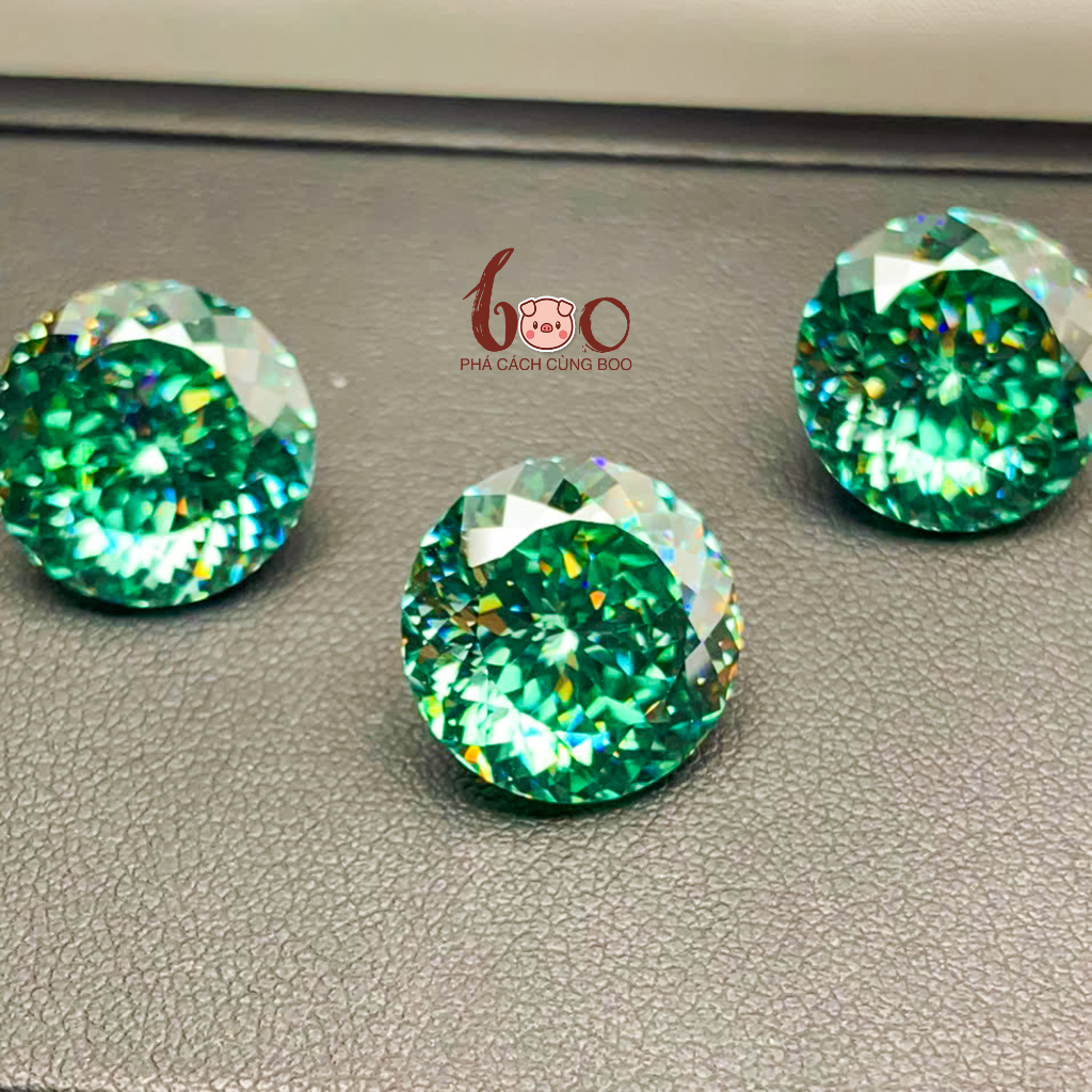 Kim cương Moissanite xanh lục giác hoa cúc , độ sạch FL Thử bút lên vạch đỏ Kèm Kiểm Định GRA