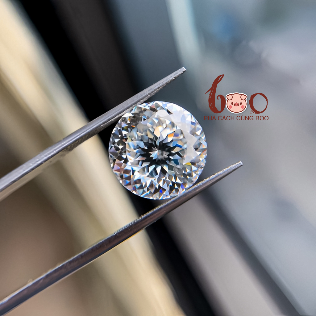 Kim cương Moissanite trắng nước D giác hoa cúc , độ sạch FL Thử bút lên vạch đỏ Kèm Kiểm Định GRA