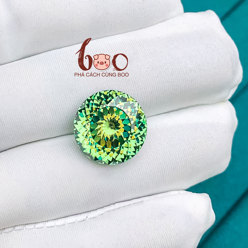 Kim cương Moissanite xanh lục giác hoa cúc , độ sạch FL Thử bút lên vạch đỏ Kèm Kiểm Định GRA