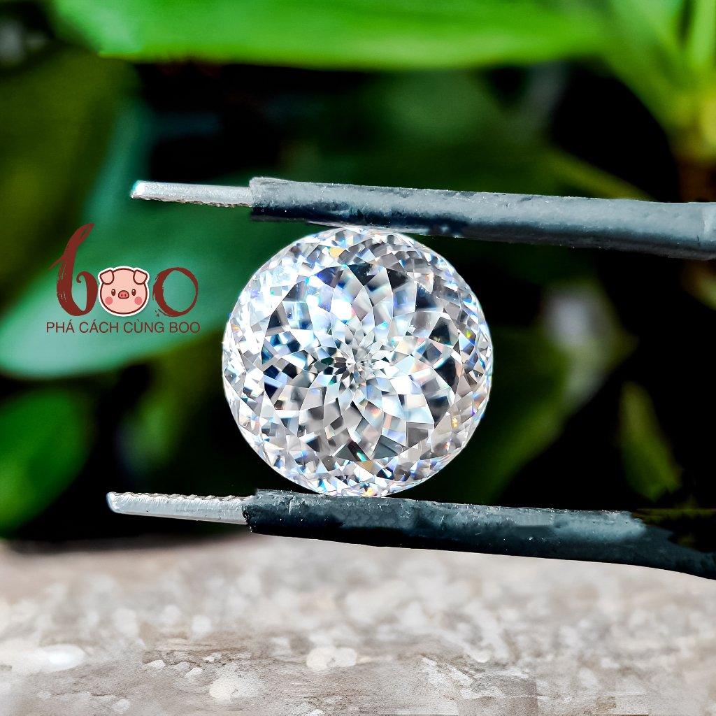 Kim cương Moissanite trắng nước D giác hoa cúc , độ sạch FL Thử bút lên vạch đỏ Kèm Kiểm Định GRA