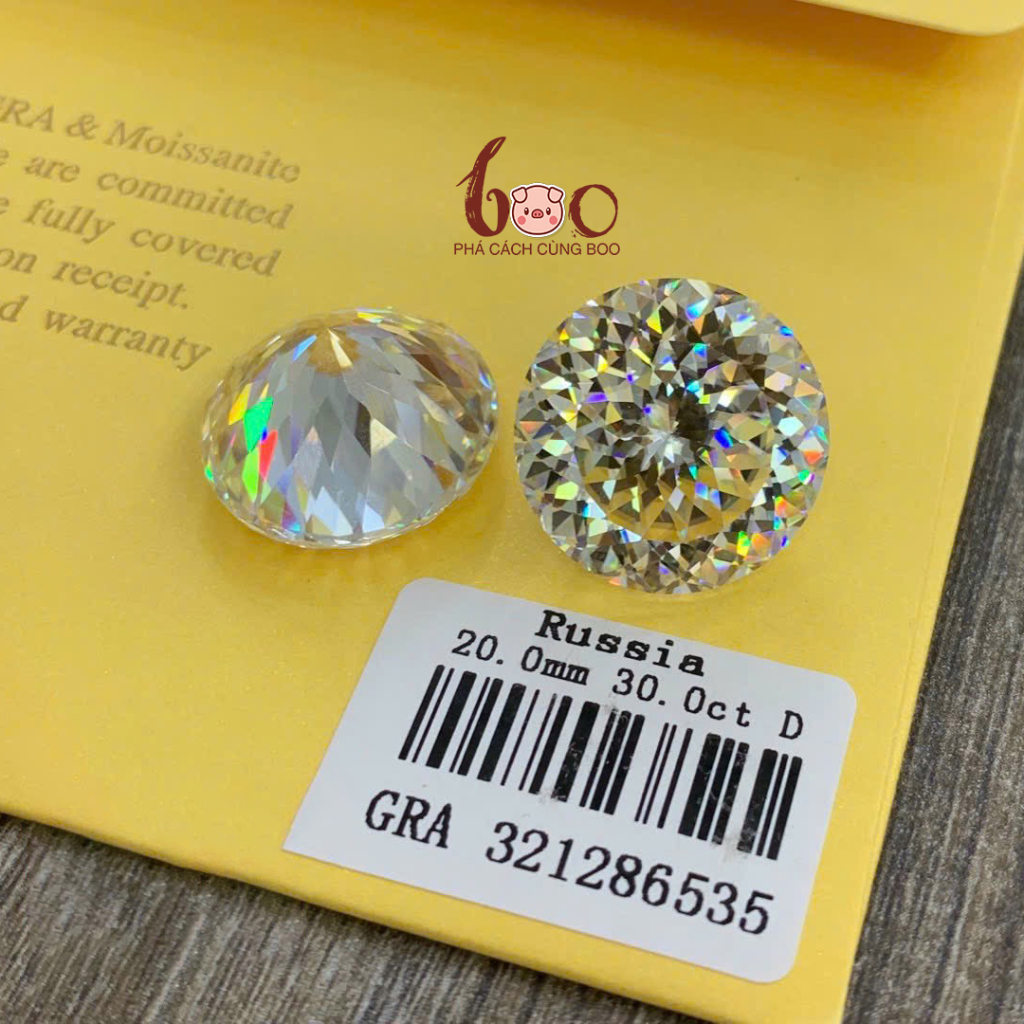 Kim cương Moissanite trắng nước D giác hoa cúc , độ sạch FL Thử bút lên vạch đỏ Kèm Kiểm Định GRA