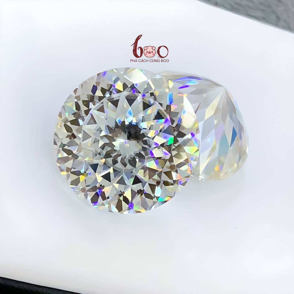 Kim cương Moissanite trắng nước D giác hoa cúc , độ sạch FL Thử bút lên vạch đỏ Kèm Kiểm Định GRA