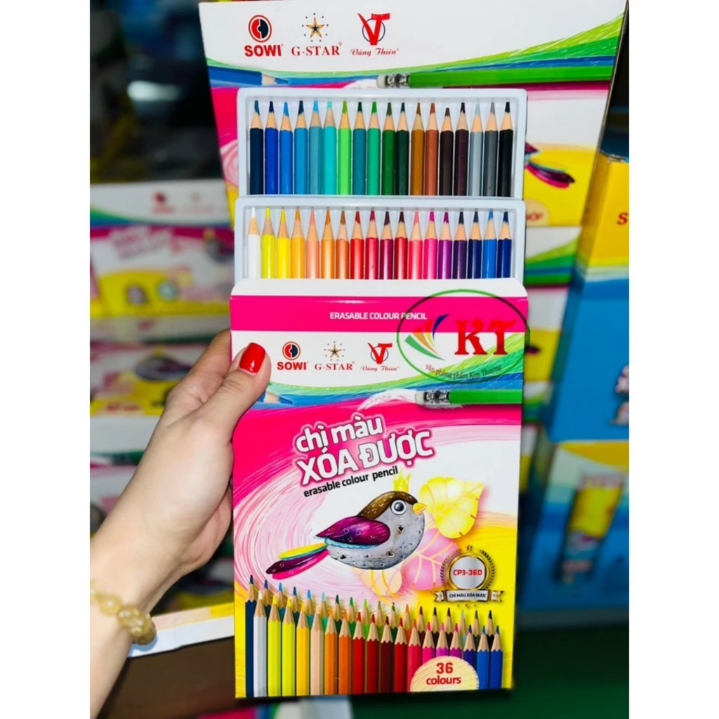 Bút chì màu xoá được Gstar dạng hộp CP3-12,18,24,36 màu chính hãng