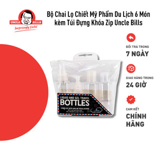 Bộ Chai Lọ Chiết Mỹ Phẩm Du Lịch 6 Món kèm Túi Đựng Khóa Zip Uncle Bills AG0258 - Hàng Nhập Khẩu