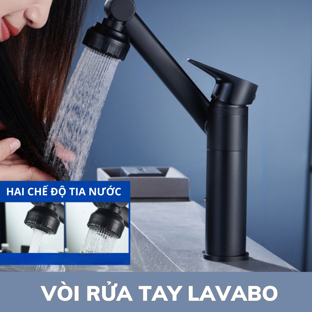 Bộ Vòi Rửa Tay Cao Cấp Lavabo, Thiết Kế Sang Trọng, Xoay Đa Chiều 1080 Độ, Điều Chỉnh Nhiều Chế Độ Tia Nước, Tiện Lợi