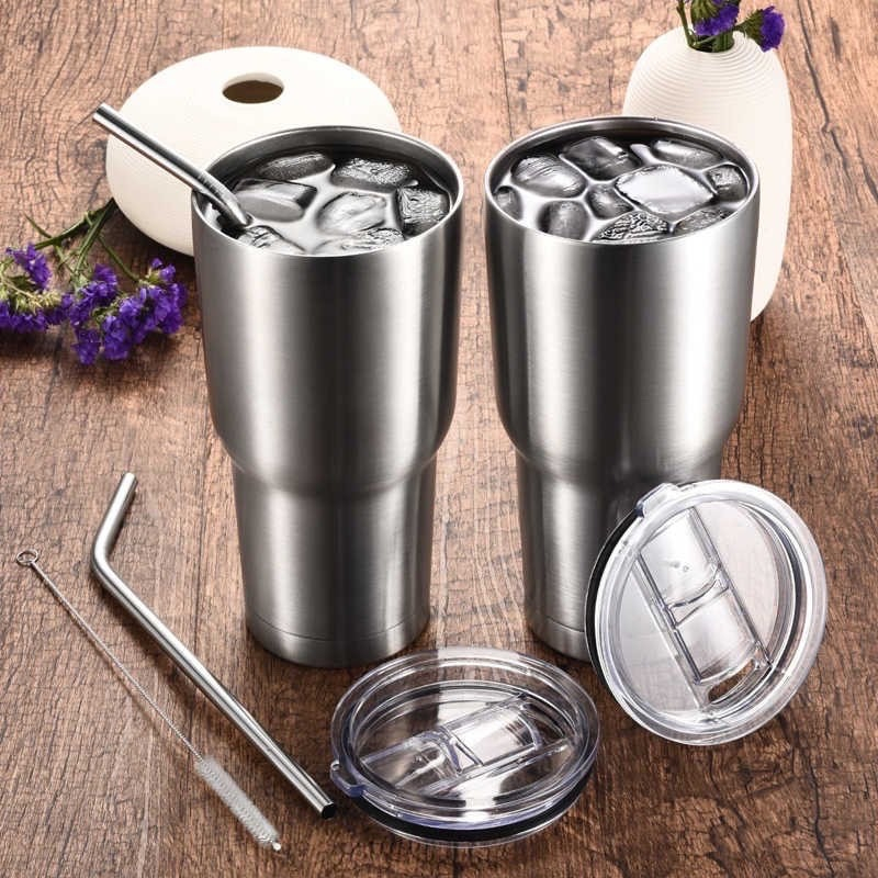 Ly giữ nhiệt Inox 900ml Có Nắp Chống Tràn Kèm Túi Xách, 2 Ống Hút Và Cọ Rửa