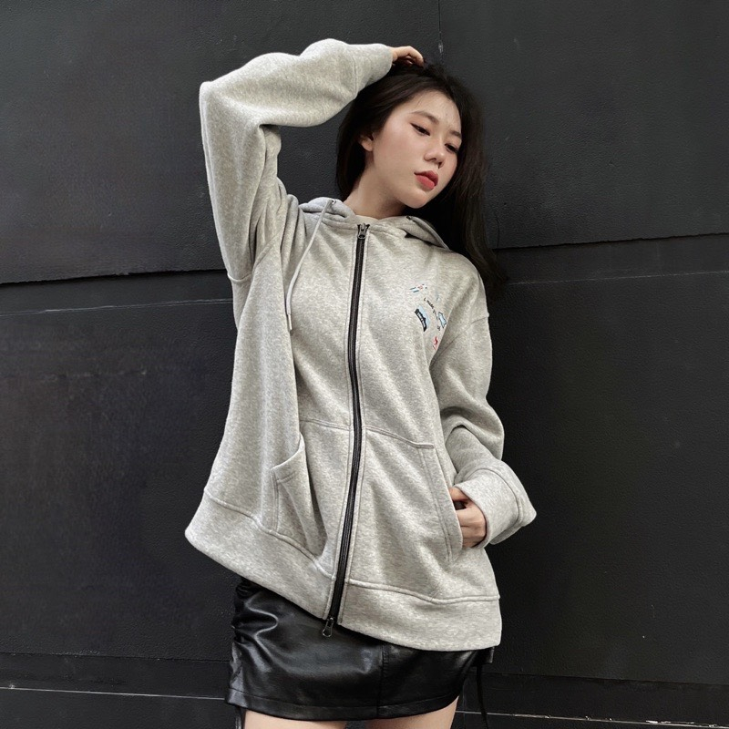 Hoodie Zip IMYSM , Áo Khoác Nỉ Bông Mũ Trùm Form Rộng Cao Cấp
