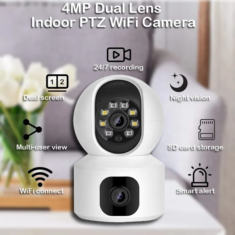 Combo 2 Camera Yoosee 2 Mắt Trong Nhà và Ngoài Trời Có Còi Báo Động Kèm Thẻ 64Gb - Xem 2 Màn Hình Cùng Lúc - Siêu Nét