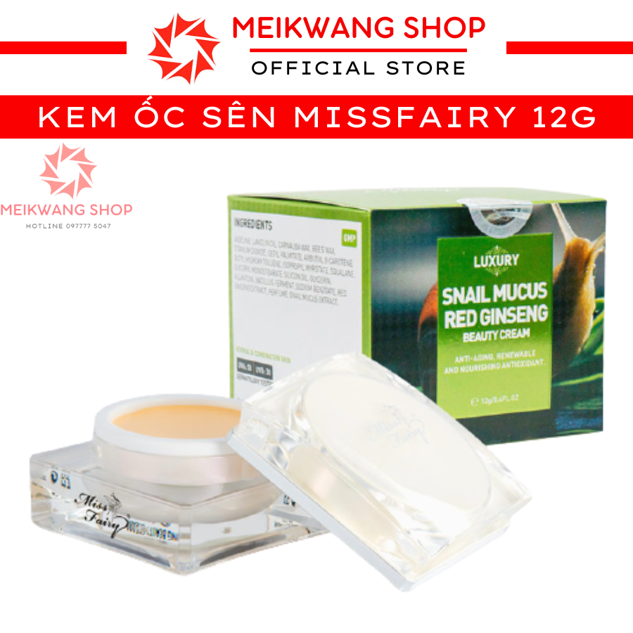 Kem MISS FAIRY Ốc Sên Hồng Sâm  - SNAIL 12g - Dưỡng Trắng - Cải Thiện Da Nhăn - Chảy Sệ - Phục Hồi Tái Tạo Da