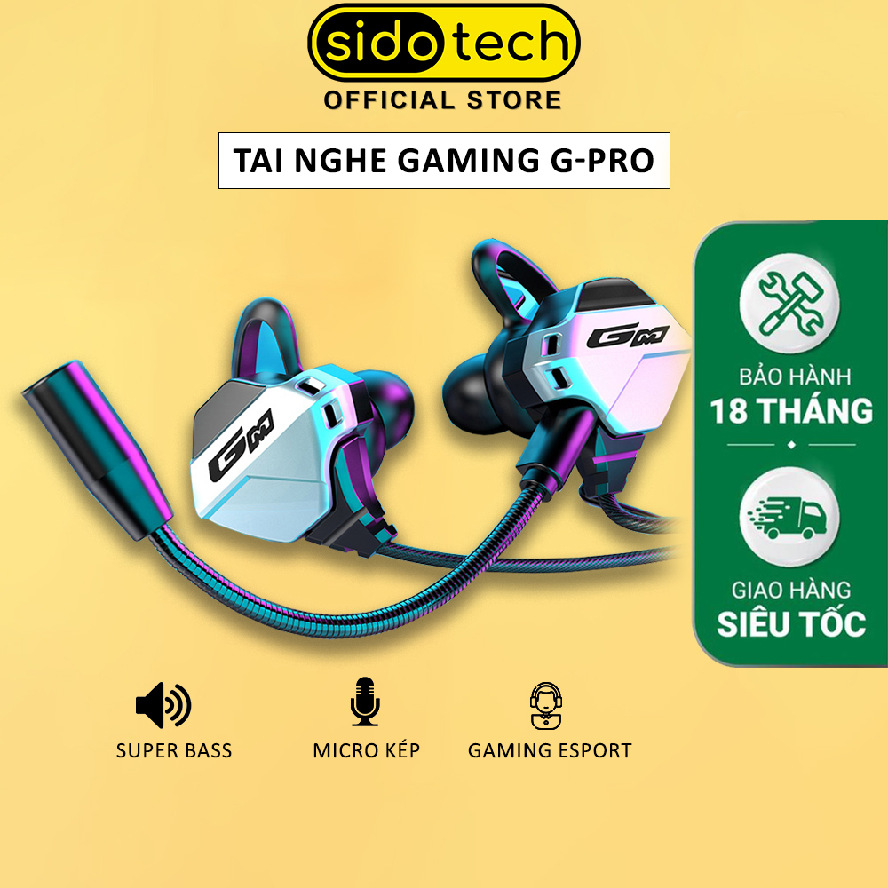 Tai nghe gaming có mic cho điện thoại SIDOTECH G11 chuyên chơi game PUBG mobile / FF / ROS / Tốc chiến mic rời 360