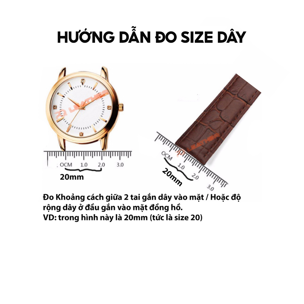Dây đồng hồ da bò 2 mặt PQ Leather PD1 khâu tay thủ công size 18, 20, 22, 24 da thật bảo hành 12 tháng