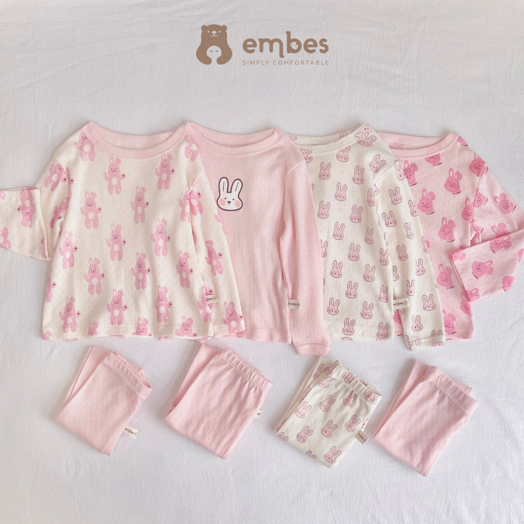 Bộ dài tay thông hơi Embes cho bé gái chất siêu mềm đẹp