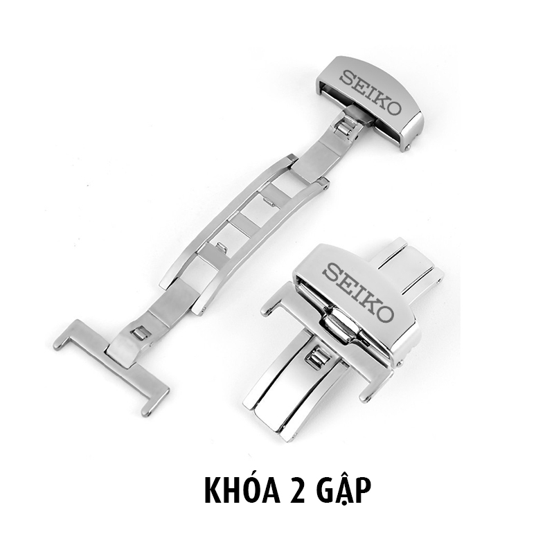 Khóa bướm inox logo SEIKO cho dây da đồng hồ nam 1 bậc và 2 bậc phù hợp tay nhỏ, khắc logo theo yêu cầu - Mã số: K1901