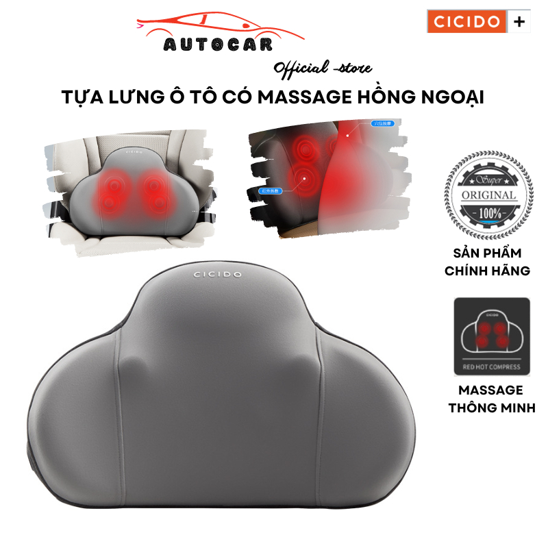 Gối tựa lưng ô tô cao cấp mẫu mới có Massage nhập khẩu chính hãng CICIDO