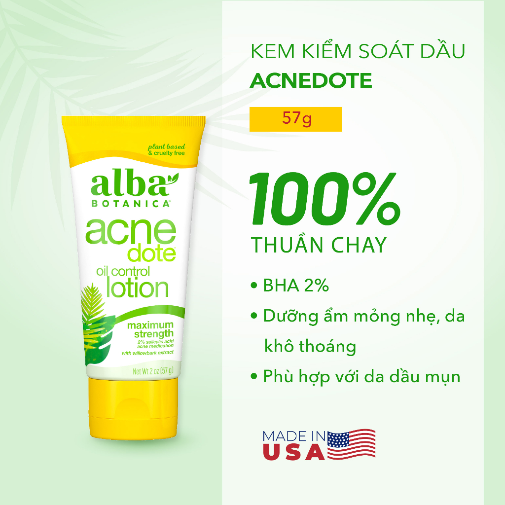 Kem kiểm soát dầu cho da mụn ALBA BOTANICA ACNEDOTE OIL CONTROL LOTION