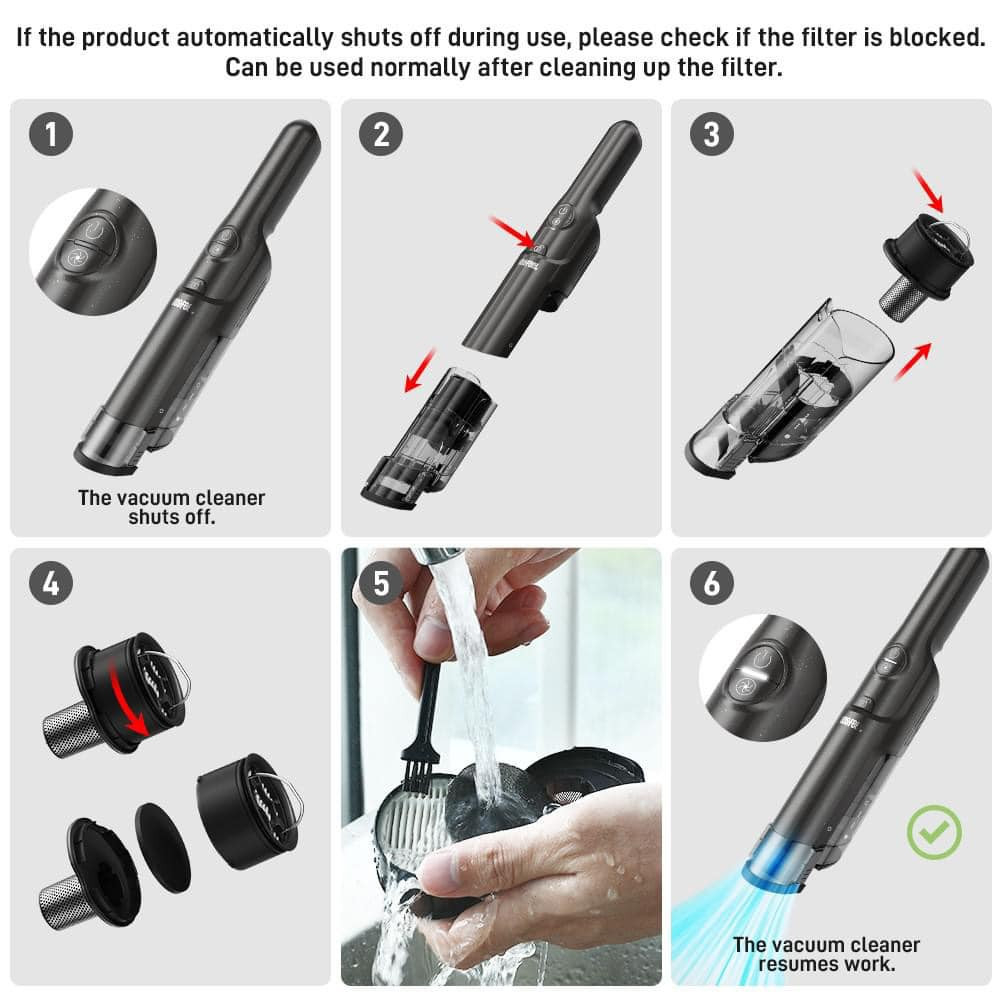 Hút Bụi Cầm Tay VOSFEEL Màu Đen Hút Bụi Giường Nệm ,Hút Bụi Chăn Ga, Ghế Sofa,Ô tô Hút Bụi oto